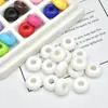 Cuentas Acrílicas de Agujero Grande de 14 mm Color Sólido Cuentas de Rueda Cuentas Espaciadoras Cuentas para Hilo Pulsera DIY Goma para el Cabello Tejido Accesorios para Joyería