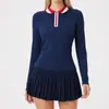 Conjunto Esportivo Novo Transfronteiriço de Tênis para Mulheres, Camisa Polo, Top Fitness Yoga Respirável de Manga Longa, Calça Saia