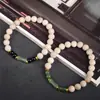 Madeira de cânfora 8mm DIY círculo único texto brincar pulseira ao redor do dedo macio com acessórios de calcedônia de Hotan contas de rosário contas de Buda corda de madeira
