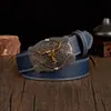 Cinto de Fivela de Metal Western Cowboy com Cabeça de Touro Desgastada e Padrão em Relevo Vintage, Larga Fivela de Couro Casual em Estoque