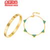 Pulsera de acero de titanio que no se desvanece, trébol de cuatro hojas, moda para mujer, pulsera de lujo, explosiones en red, pulsera apilada, joyería al por mayor