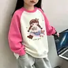 Sudadera con capucha de retazos de moda para niños, cuello redondo, manga larga, forro polar, para primavera y otoño, talla mediana y grande, cómoda