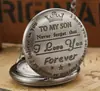Comercio exterior transfronterizo venta caliente al contado PARA MI HIJO grabado vintage conmemorativo de cuarzo regalo reloj de bolsillo redondo al por mayor