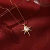 Elegante y Discreto Estilo Clásico Acero Inoxidable Forma de Lágrima Estrella de Zirconia Collar de Acero de Titanio Joyería de Lujo Ligero de Nicho Transfronteriza para Mujeres