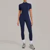Mono de yoga cepillado Autumn Sha de manga corta con media cremallera para mujer, adecuado para usar al aire libre, mono ajustado para deportes de fitness 2680