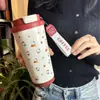 Taza Térmica de Alto Valor y Gran Capacidad Famosa en Internet Corazón de Chica Taza de Café con Popote para Chica Taza de Bebida Portátil Linda para Estudiante