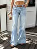2026 AliExpress Roupas Femininas Primavera e Outono Mais Vendidos Versátil Que Alonga as Pernas Calças de Pernas Largas Patchwork Comprimento Total Calças Jeans Lavadas Atacado