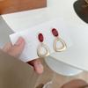 Joyería de Qingdao Aguja de Plata S925 Lujo Ligero Color Contraste Aretes de Tuerca para Mujer Aretes de Gota de Aceite para Niña Accesorios Simples Geométricos para la Oreja Clips para la Oreja