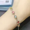 Venta al por mayor de fábrica Popular Pulsera de Turmalina Natural con Incrustaciones de Plata S925 Piedra Principal 3*5 Joyería de Lujo Venta Directa de Fábrica