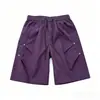 Pantalones Cortos de Trabajo Negros de Secado Rápido para Hombre, Estilo Veraniego Delgado con Diseño de Remaches, Pantalones Cortos Deportivos Casuales de Pierna Recta