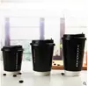 Taza de Papel Desechable Taza para Bebida Caliente Negra Hueca Doble Capa Aislada Taza de Papel para Café Té con Leche
