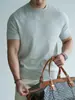 Camiseta de Manga Corta Raglán de Lino Lyocell Clásico Americano para Hombre Verano 2026 Top Transpirable y de Textura Fresca
