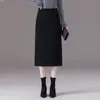Falda Delgada de Cintura Alta de Longitud Media para Mujer Otoño/Invierno Versátil Bodycon Estilo Lápiz Temperamento Elegante Estilo Casual