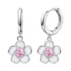 Presilhas de Orelha Flor de Cerejeira Sem Furo com Pedras de Diamante, Frescas e Simples, Brincos Florais Flor de Cerejeira, Brincos Coreanos Doces de Celebridade da Internet para Meninas Elegantes