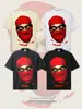 Camisa Masculina de Manga Curta Estilo Americano com Ombro Caído, Corte Solto, Gola Redonda, Tecido Pesado, Impressão Digital Direta, Nova Coleção Primavera/Verão 2026 Kanye West
