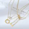 Collar para Mujer Chapado en Oro Real Precio Especial Cadena para Clavícula, Estilo Faltante Zirconia Microincrustada Joyería de Collar para Mujer, Exquisito y Moderno