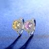 Anillo de moissanita S925 chapado en plata de ley 925 con incrustaciones de moissanita cuadrada de princesa de 6 x 6/8 x 8 mm, estilo europeo y estadounidense