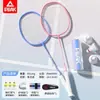 Raqueta de Bádminton Peak Genuina, Doble Raqueta Duradera, Ultraligera, Fibra de Carbono Completa, Juego de Grado Profesional para Adultos y Niños