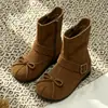 Botines Elegantes Retro para Niñas Otoño Invierno Nuevos Botas de Suela Suave para Niños con Lazo Punta Dividida Falsa Botas Chelsea Estilo Coreano Botas de Algodón