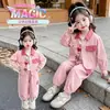 Conjunto de dos piezas de moda primavera y otoño 2026 para niñas con estilo, con atuendo de muñeca 3D estilo coreano para niñas pequeñas con estilo.