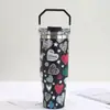 Copo Térmico de Aço Inoxidável 304 com Alça, Bico Retentor de Gelo, Porta-Copos de Carro, Garrafa de Água Esportiva Portátil para Exterior, Suporta Personalização
