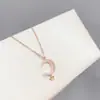 Collar de Luna y Estrella para Mujer Estilo Coreano Diamante Luna Dorada Estrella Dulce Circonita Cadena de Clavícula de Acero de Titanio Joyería para Mujer