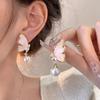 Pendientes de plata 925 con forma de mariposa y perla, ligeros y lujosos, con un toque de nicho y diamantes, personalizados y de alta gama.