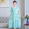 Nuevo y elegante vestido de verano para madres de mediana edad, de algodón Tencel estampado, talla grande, para mujeres de mediana edad y mayores, estilo años 50.
