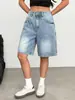 Comercio exterior transfronterizo Amazon fábrica de origen europea y americana al por mayor shorts de mezclilla holgados lavados estilo callejero para mujer en stock suministro directo