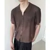 Tejido Retro Old Money de Corte Boxy Relajado con Mangas Cortas, Elegante y Perezoso Cárdigan con Cuello Polo con Sentido del Diseño