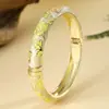 Estilo Chino Regalo de Viaje Pulsera Colorida de Esmalte con Apertura de Resorte Peonía Cloisonné Pulsera de Esmalte Vintage para Mujer