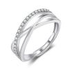 Anel aberto de cruz de micro diamante elegante e moderno estilo coreano, anel feminino criativo personalizado, presente para namoradas