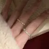 Anillo Brillante de Alta Gama para Mujer, Lujo Ligero, Exquisito y de Moda, Anillo Abierto Irregular de Gota de Agua, Estilo Fresco, Anillo de Dedo Índice Moderno