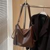 Bolsa Tote de Couro com Cera de Óleo Cor Sólida Simples Moda Popular Atacado Grande Capacidade Mochila Multi-Uso para o Dia a Dia