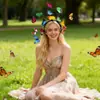 Diadema de Mariposa Colorida Transfronteriza Diadema de Mariposa Simulada Tridimensional para Adultos y Niños Fotografía de Bosque de Primavera Accesorios para la Cabeza de Fotografía