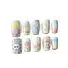 Uñas Portátiles Lindas de Dibujos Animados Puras Hechas a Mano Estilo Corto Arte de Uñas de Estrella Uñas Cortas Desmontables Reutilizables Venta Directa de Fábrica