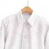 Para Comercio Exterior Transfronterizo Europeo y Americano Ropa de Mujer Aliexpress Más Vendido Primavera Simple Versátil Camisa Rayada Gris Claro Rosa