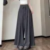 Estilo Novo de Verão Calças Saia de Terno Wide-Leg para Mulheres, Calças Casuais de Cintura Alta, Moda Casual Solta Longa Fluida Calças Atacado