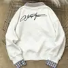 Sudadera Unisex con Cuello Polo Empalmado Falso de Dos Piezas Estilo Retro Personalizado, Top Casual Versátil Otoño e Invierno 2025