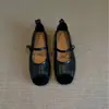 Zapatos Mary Jane poco profundos de retazos redondos retro para mujer, modelo nuevo para pies anchos y regordetes, talla 34-43