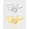 890 Anillo K-Style Ins Nicho Diseño de Lujo Accesible Textura Asimétrica Corazón Zircón Plata Esterlina S925 Mujer