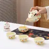 Juego de té Kung Fu color crema, acabado mate, un regalo lujoso pero discreto adecuado para clientes, superiores y maestros durante el Festival del Medio Otoño y el Día Nacional.