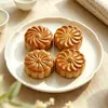 Molde de bolo de lua original 75g com padrão floral de crisântemo, ferramenta de panificação de molde de bolo de lua de pele de pêssego e pele de neve antiaderente de prensagem manual