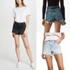 Shorts Jeans Novos de Fábrica Estilo Verão King Mesmo Estilo para Mulheres, Cintura Alta, Soltos e Versáteis, Efeito Emagrecedor Linha A Pernas Largas com Rasgos e Bordas Desfiadas