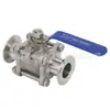 Válvula de Bola Sanitaria de Acero Inoxidable de Tres Piezas Q81F-16P Tipo Abrazadera de Liberación Rápida Válvula de Interruptor de Conexión Rápida