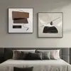 Pintura decorativa moderna minimalista para cabeceira de quarto mural de parede de fundo de sofá abstrato estilo wabi-sabi pintura quadrada para pendurar na sala de estar