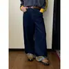 Jeans com Design de Retalhos Xadrez Americano para Homens 2024 Primavera e Outono Novos Calças Longas Soltas Tendência High Street