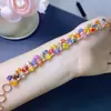 Pulseira Exclusiva Transfronteiriça de Safira Colorida Natural, Pulseira de Contas de Luxo Leve de Alta Qualidade 4*6mm Joia de Estilo Novo Atacado