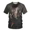 Nueva Camiseta de Manga Corta con Cuello Redondo para Hombre, Estampado Digital 3D, Holgada, Casual de Verano