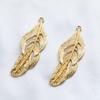 DIY pulseira roupas hairpin acessórios material de cobre em forma de folha pingente 18K real cor preservando pingente de folha tridimensional